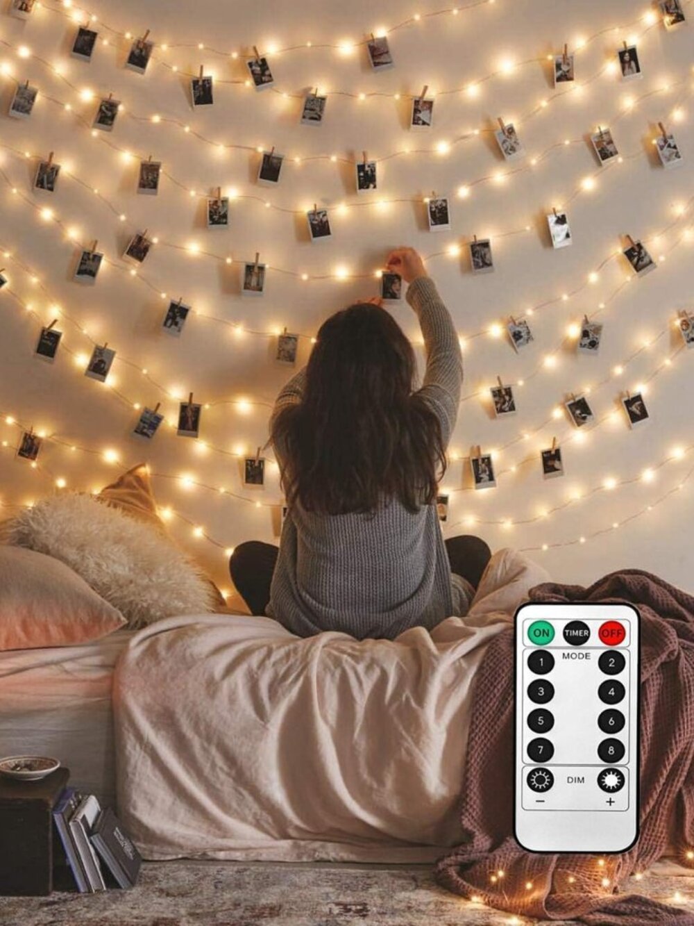 50 LED Photo Clips String Lights, 17ft with Remote - 8 Modes Fairy Lights to Cli